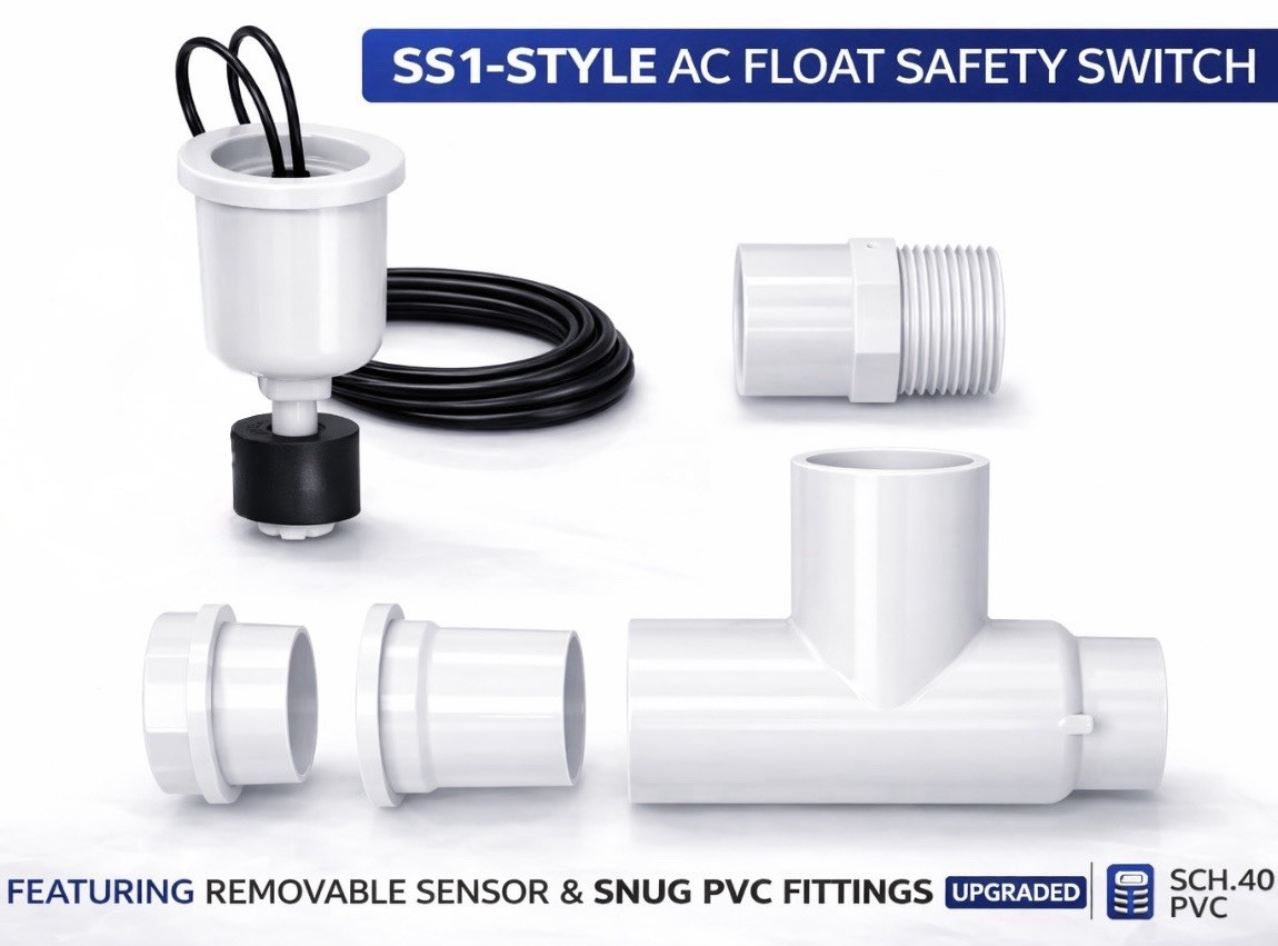 SS1 AC Float Switch HVAC Condensate Overflow Safety Shutoff Sensor (12 pack)