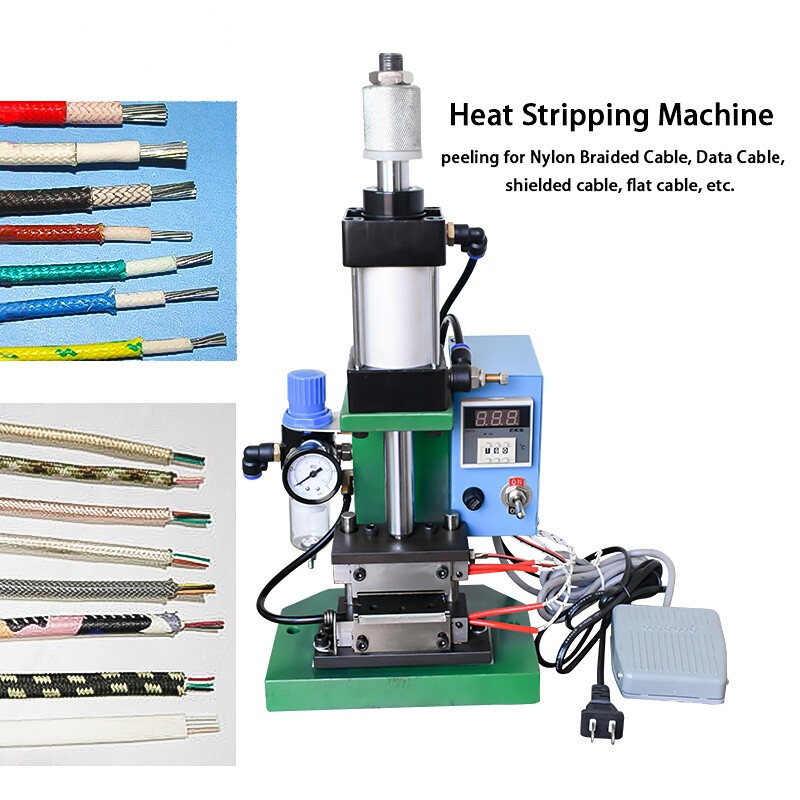 Vertical Pneumatic Heat Stripping Machine Nylon Data Cable Peeling