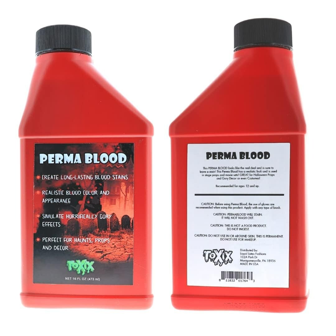 Perma Blood 16 Oz - PERMANENT Fake Blood! Perfect for Haunts, Gore, and Props!