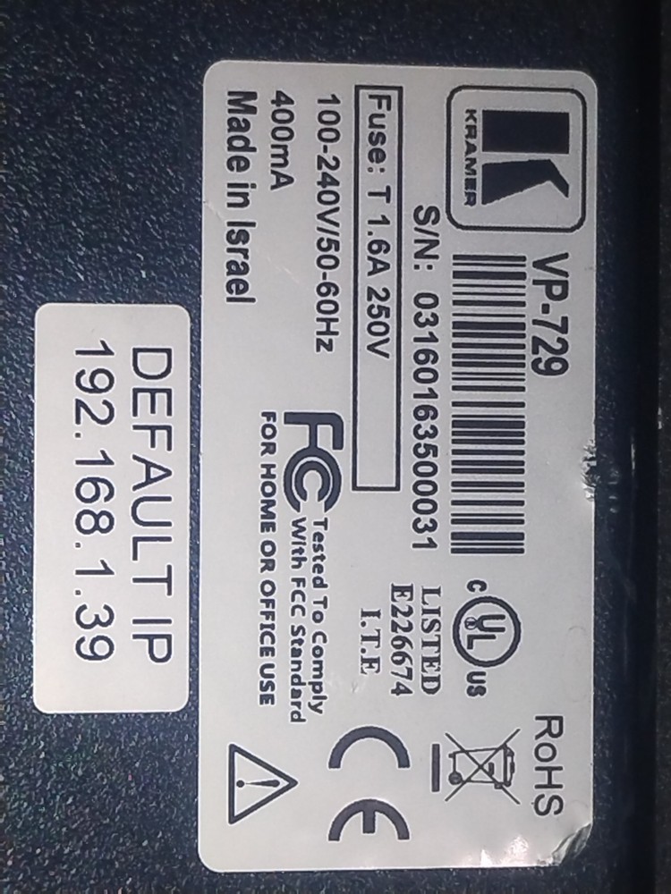 Kramer Electric VP-729 9-Input Presentation Switcher / Scaler