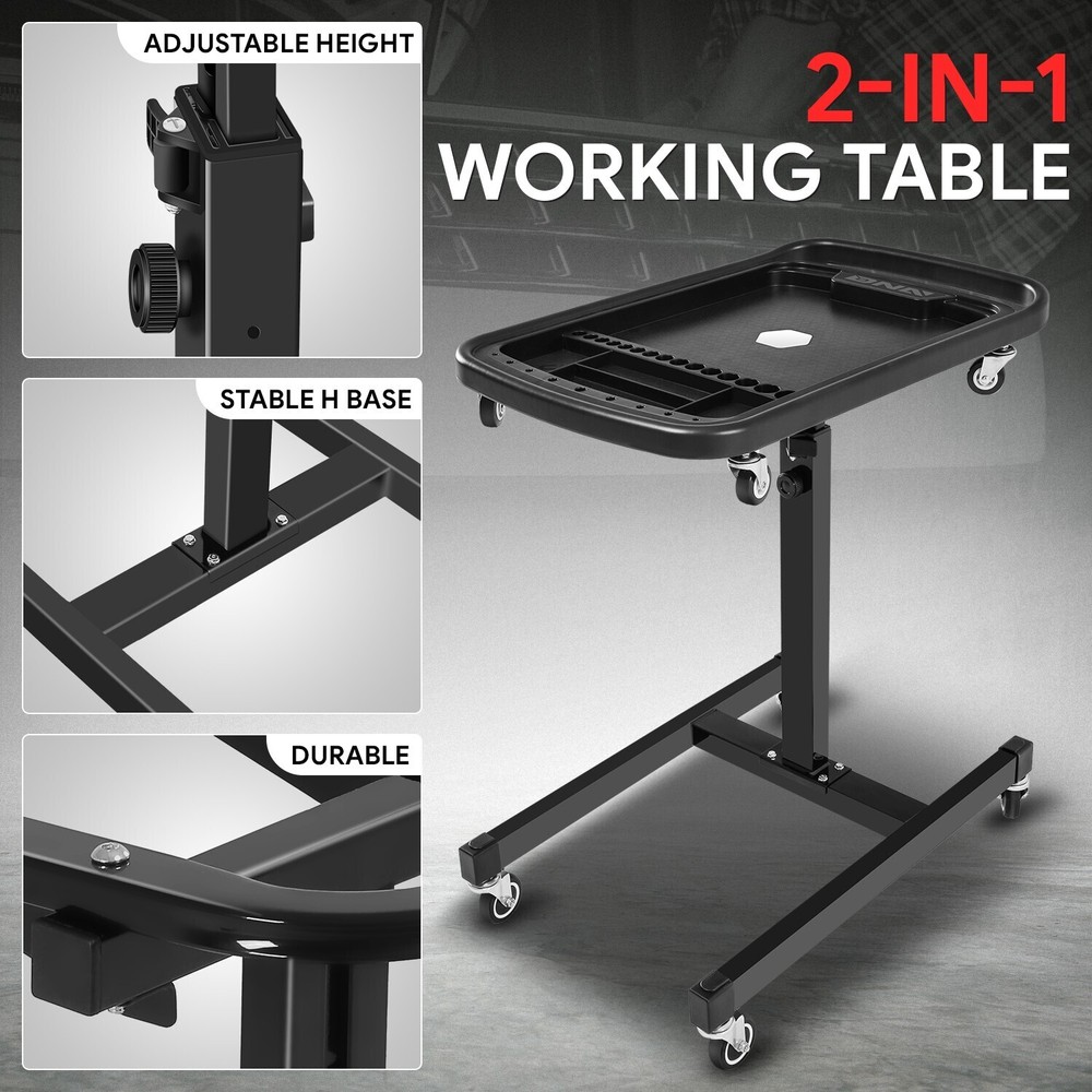 2-In-1 Sturdy Durable Adjustable Storage Working Table w/ 360° Rolling Casters