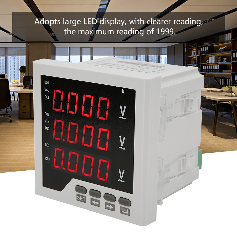 DTM-AV96 3 Phase Voltage Meter Programmable LED Digital Voltmeter AC 450V