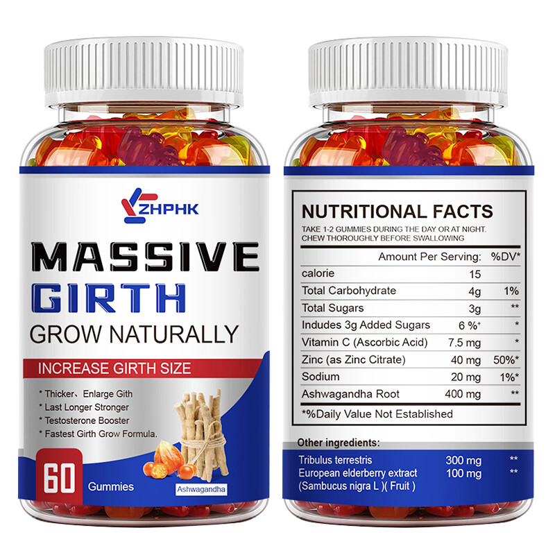 Testosterone Booster Massive Girth Grow, Libido Thicker,Men's Enhanced Gummies