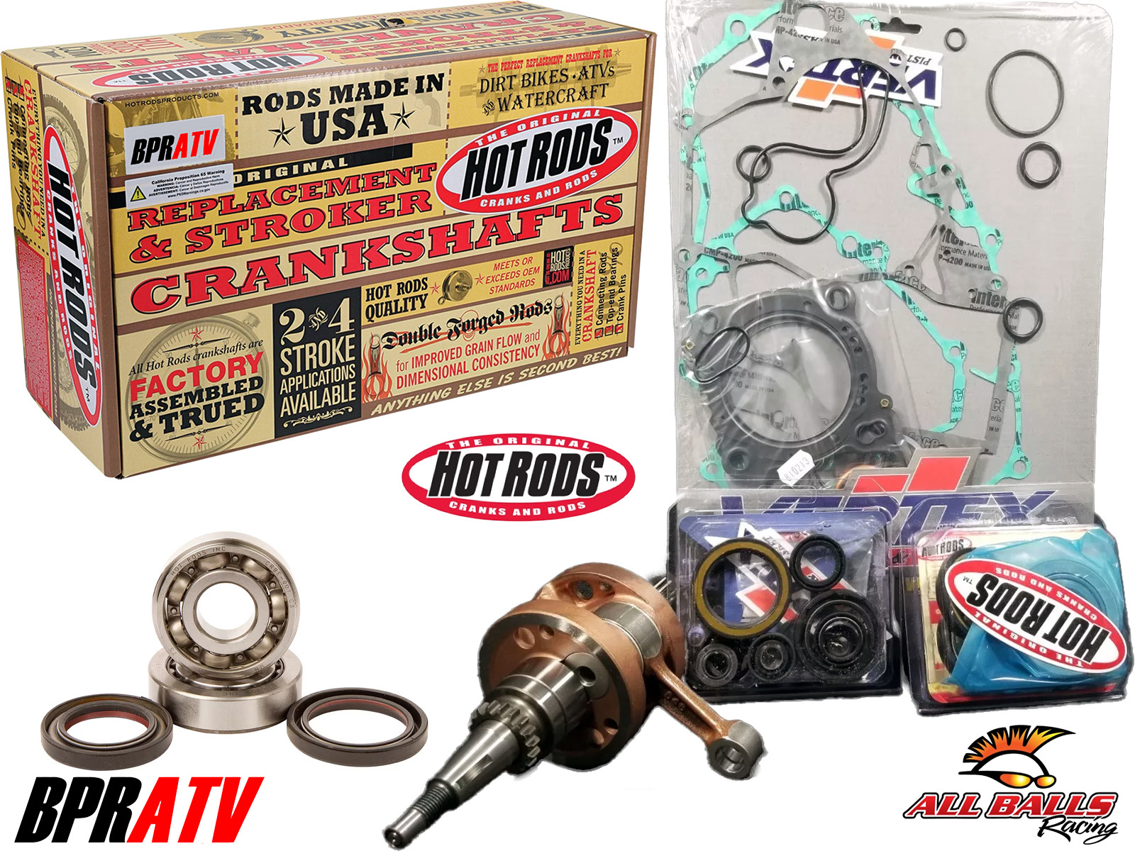 New Hot Rods Crankshaft Rebuild Kit TRX450R TRX450ER '06-14 SKF Bearings Gaskets
