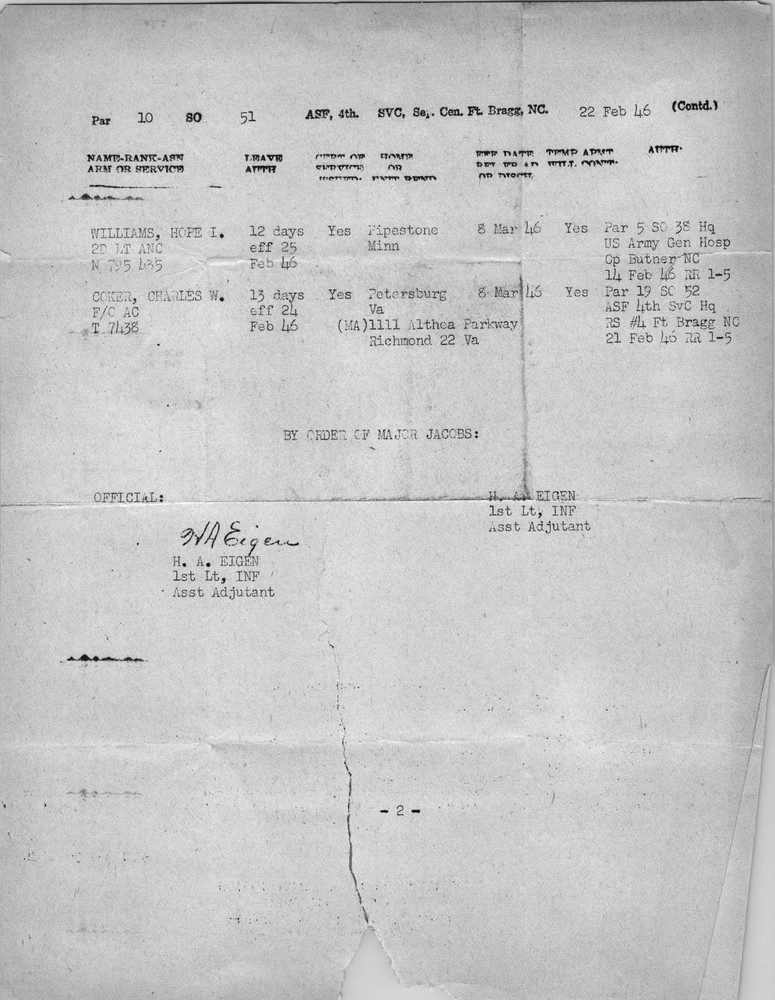 US AAForce Misc. Orders, Intelligence Needs, Randolph Field TX, Fort Bragg NC