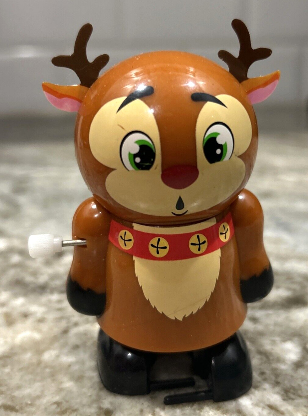 Vintage Holiday Wind Up Pooper  Reindeer Walking 4" Tall