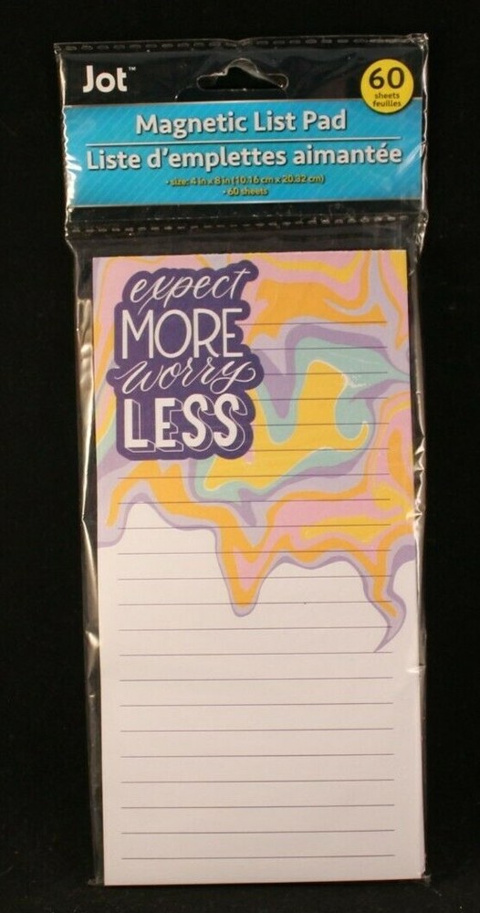 Expect More Worry Less - Magnetic Note Pad - 60 Sheets - 8" x 4"