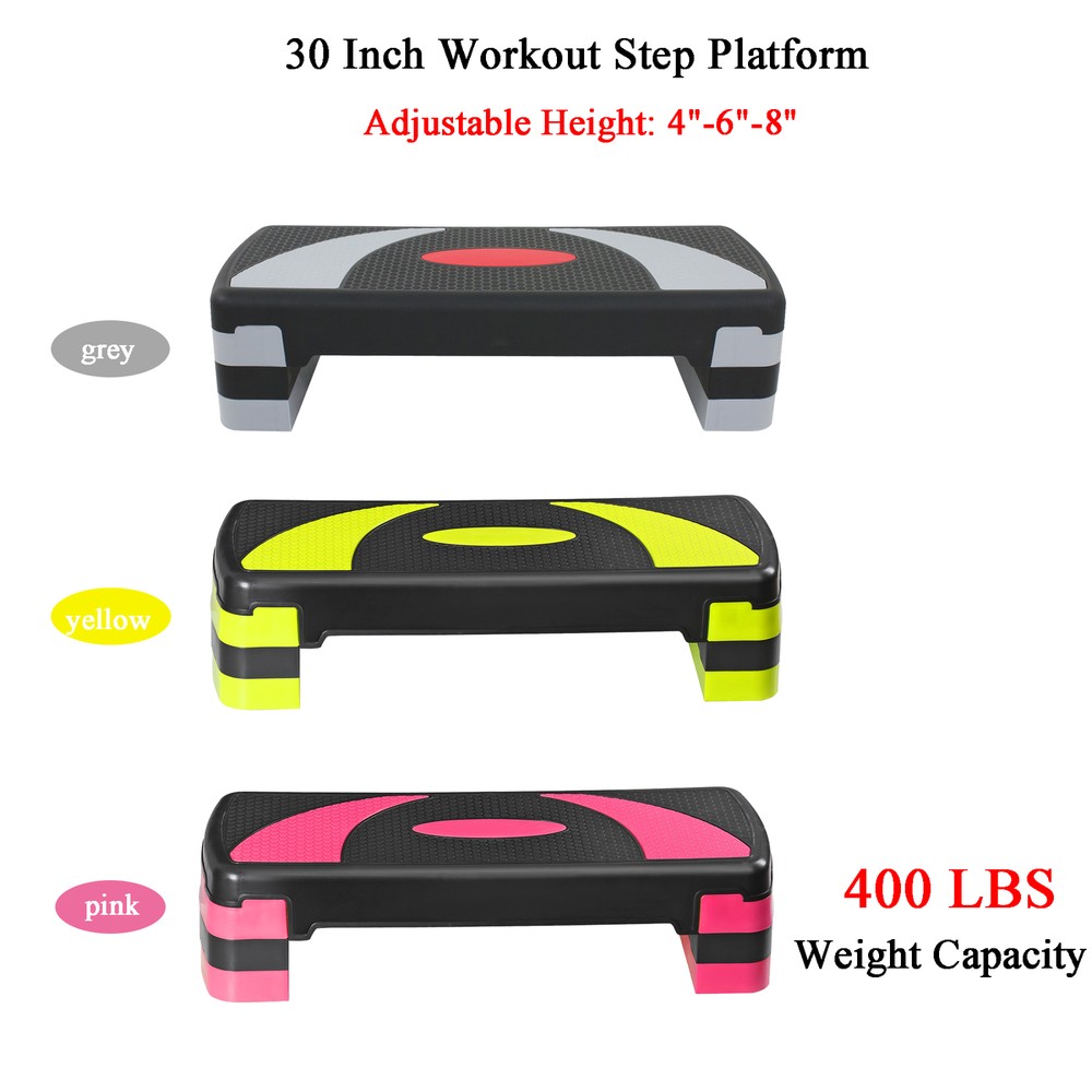 30" Aerobic Exercise Step Adjustable Aerobic Stepper Workout Step Platform