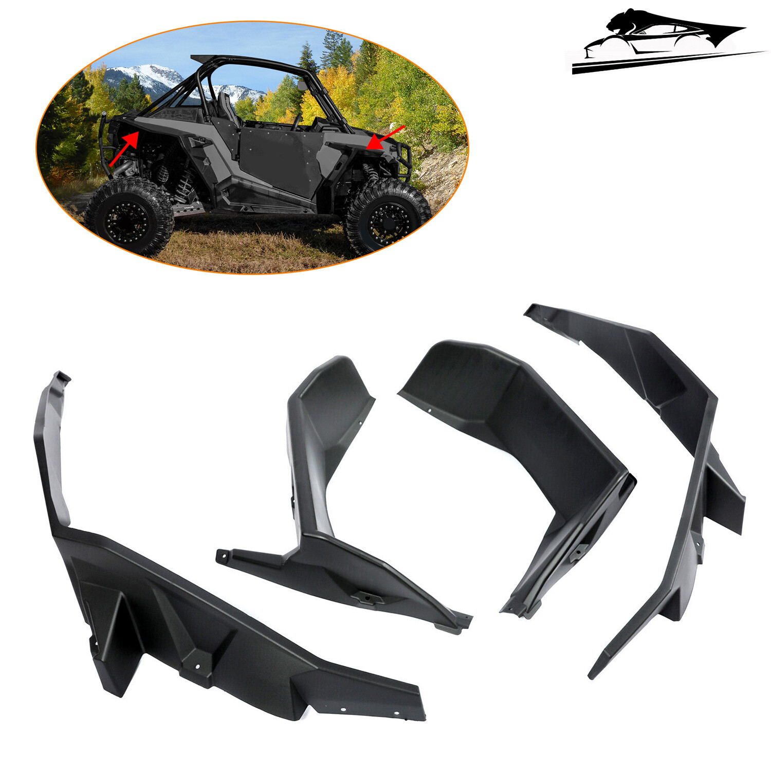 For Polaris RZR XP 1000 2014-2023 Fender Flares Mud Flaps Front & Rear Extended