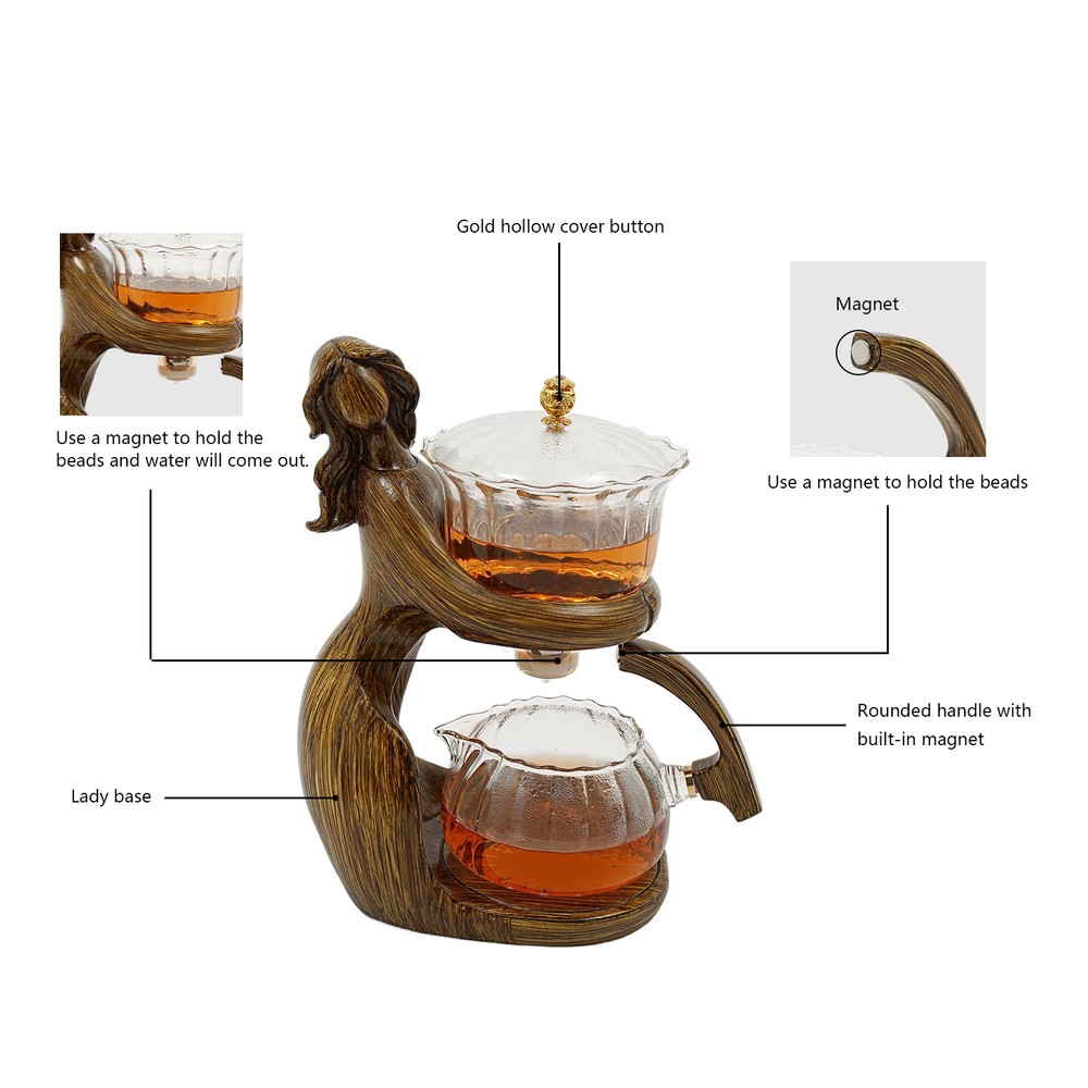 Modern Tabletop Teapot Set, Semi Automatic Tea Set, Tea Set with 6 Small Cups