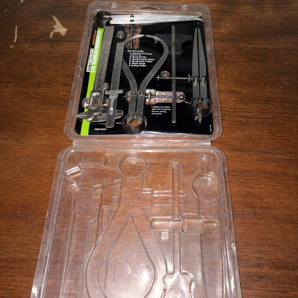 6pc Technical Measuring Set: Ruler, Divider, (3) Calipers & Gauge -Item #94447