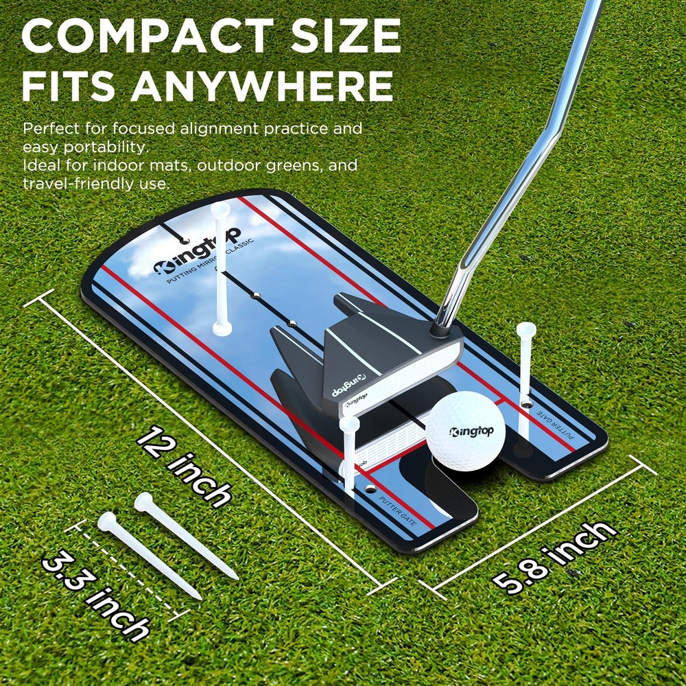 Putting Mirror Alignment Training Aid Consistency Accuracy Carry Bag Golf Tees