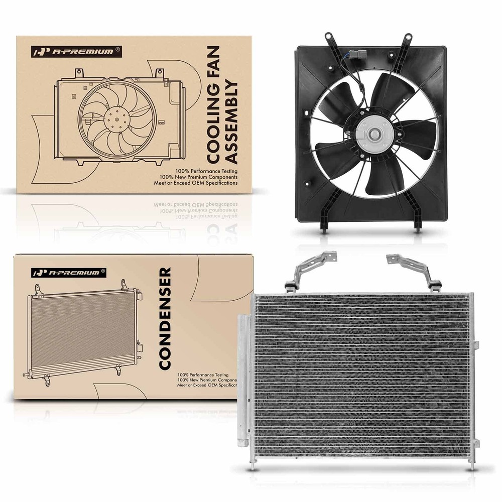 AC Condenser Cooling Fan Assembly MDX 2001-2002 3.5L 2-PC Set