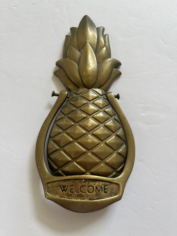 Vintage Solid Brass Door Knocker Pinapple Welcome