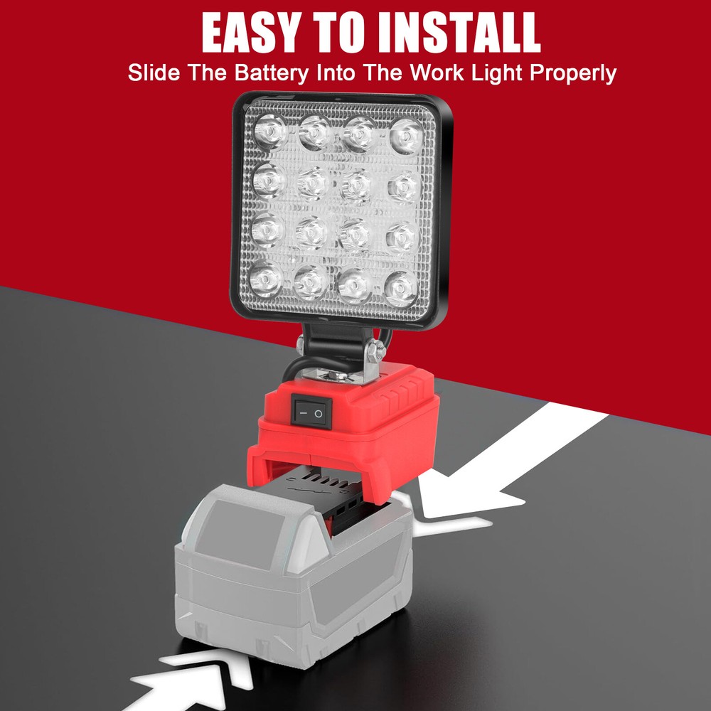 2 Pack 60W 18V LED Work Light Flashlight for Milwaukee M-18 Battery USB Output