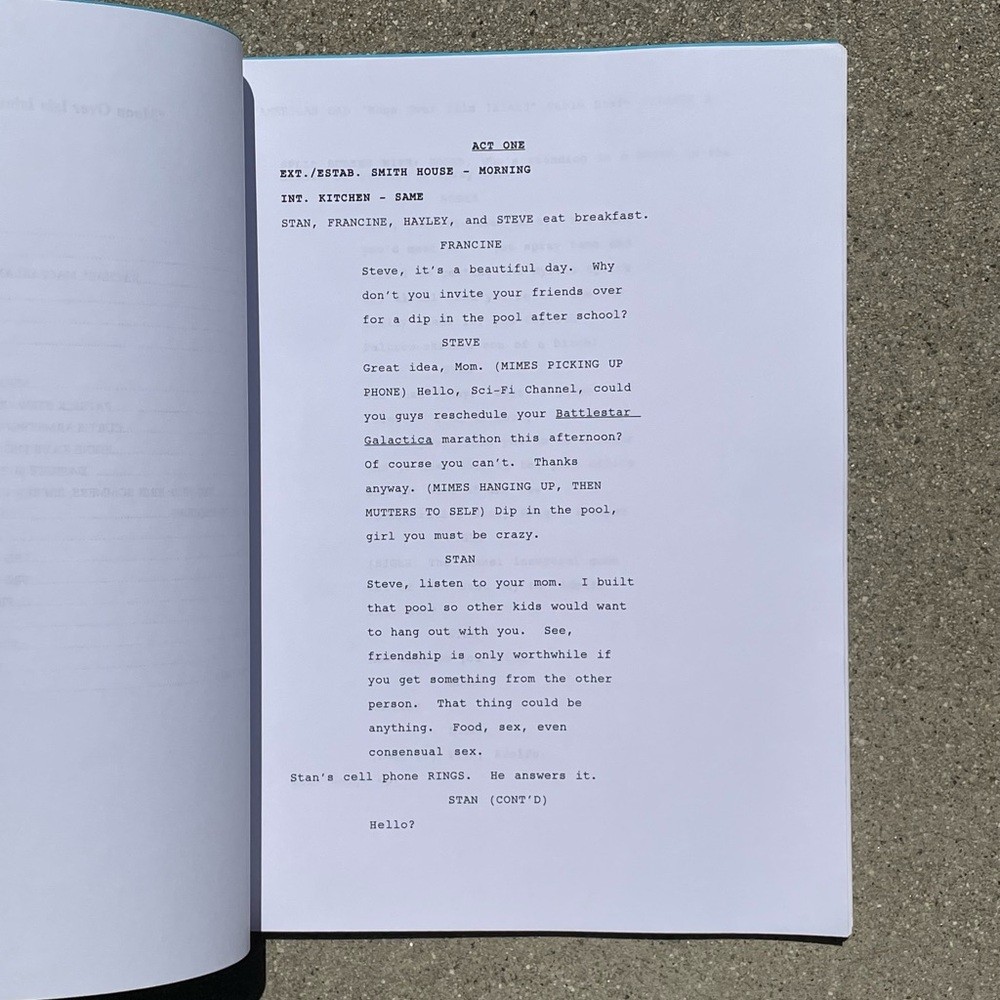 American Dad Rachael Macfarlane 2008 Isla Island Production Table Draft Script