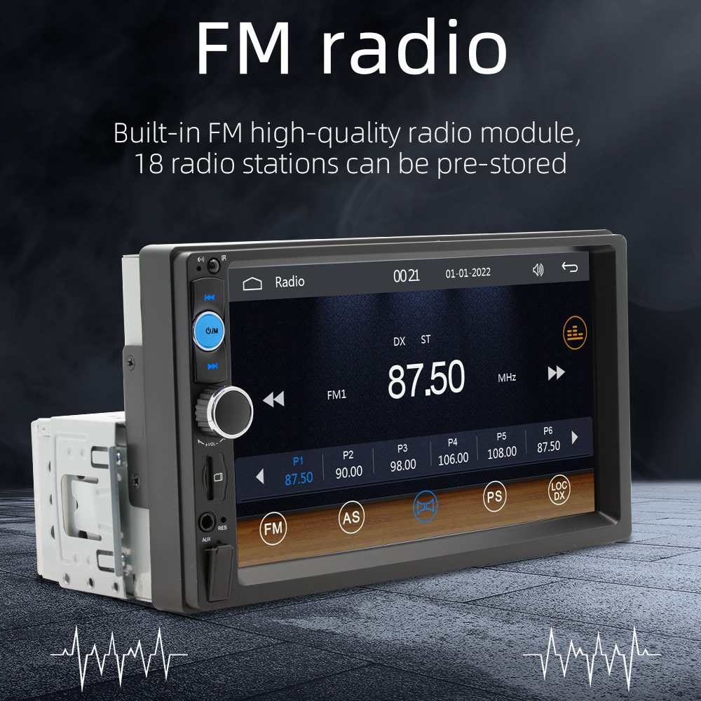 Single 1Din 7" Touch Screen Stereo Bluetooth Radio Car Apple/Android Carplay GPS