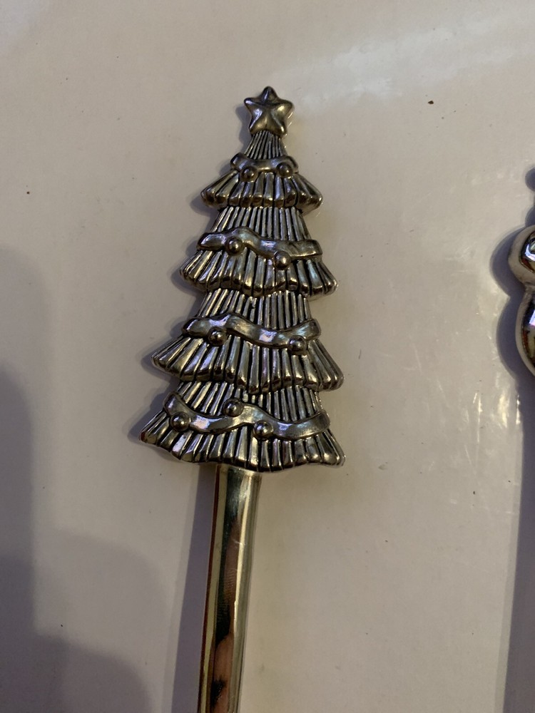 Vtg Christmas International Silver Co. Serving Utensils Spoon Fork Pie Server