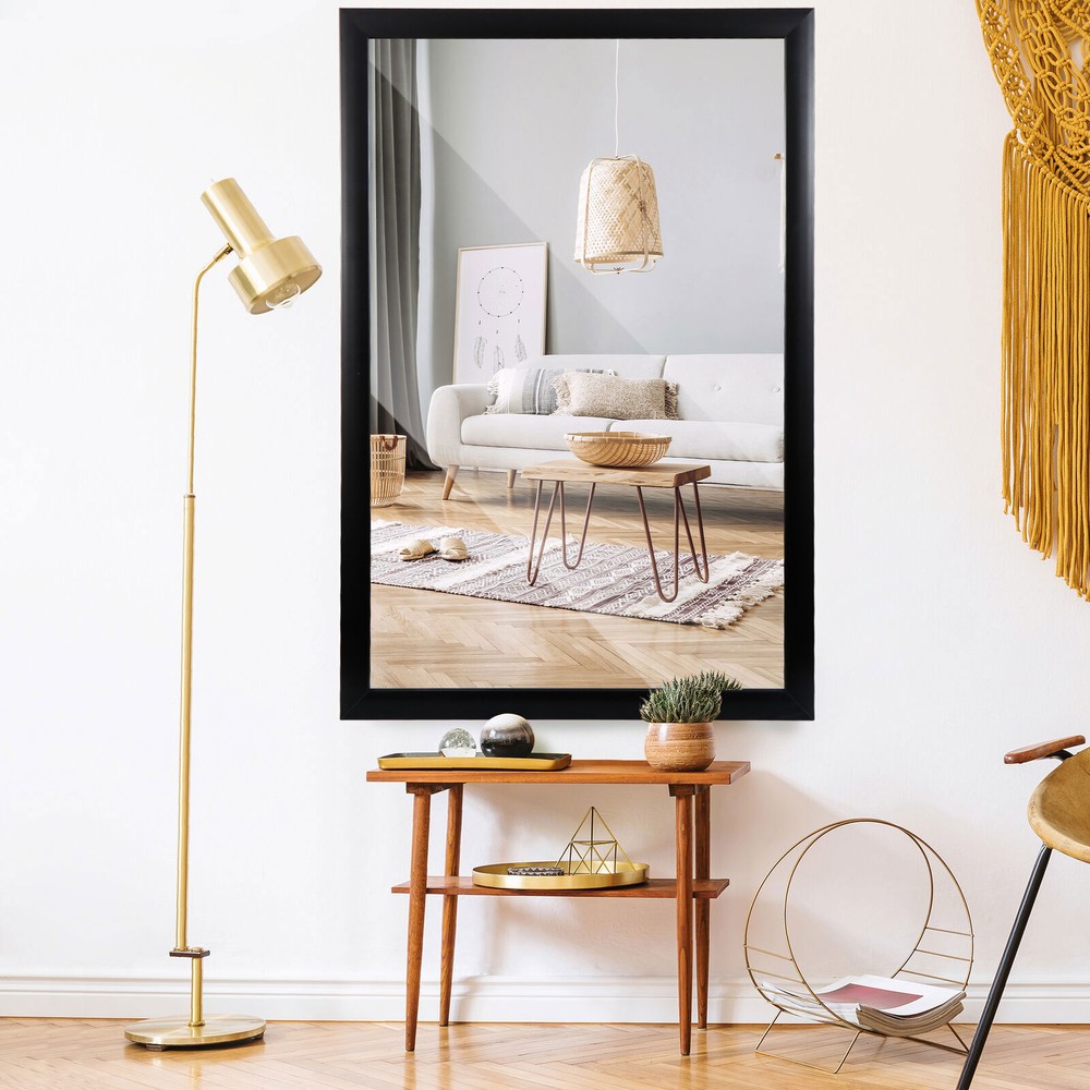 36" Rectangular Wall Mirror Makeup Mirror Bathroom Sturdy Frame Clear Image
