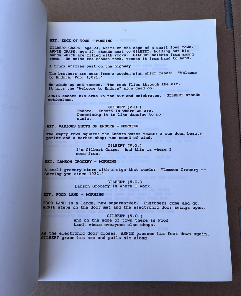 1992 What's Eating Gilbert Grape Original Movie Script Revised 2nd Draft Rare
