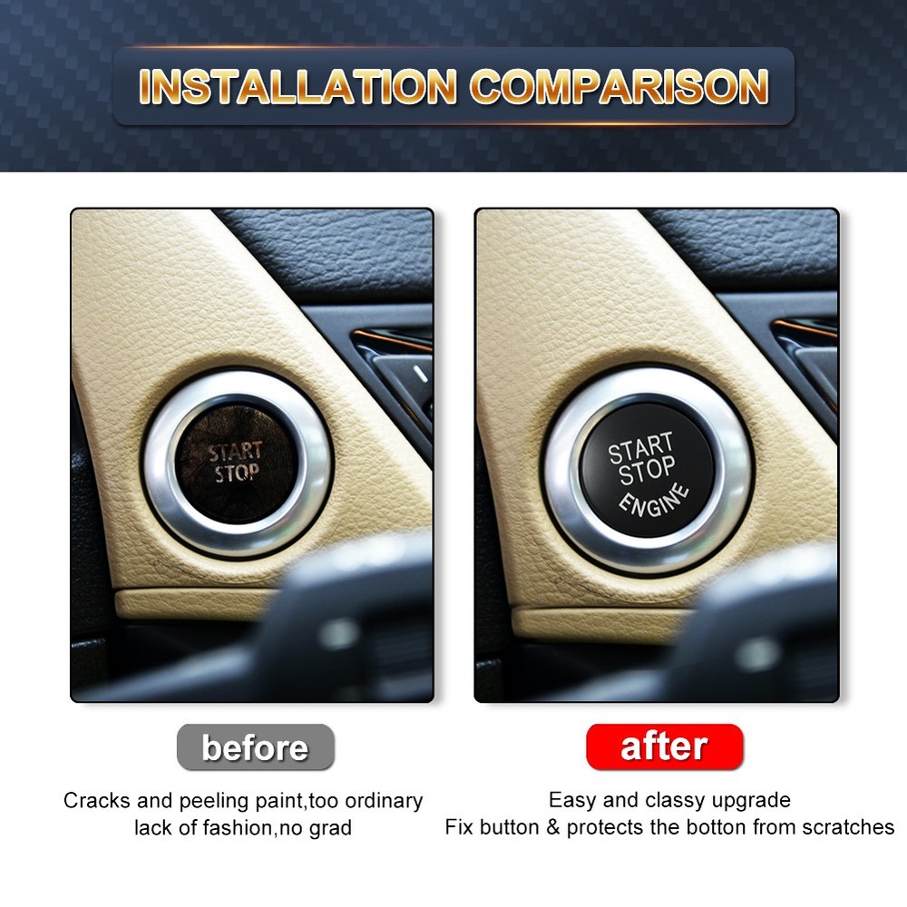 Black Engine Start Stop Switch Button Cover Fit for BMW E60 E70 E83 E84 E90 E92