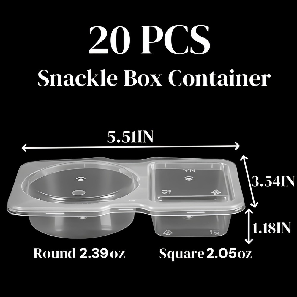 20-Pack Snack Containers with Lids, Disposable Double Compartment Sauce Cups,...