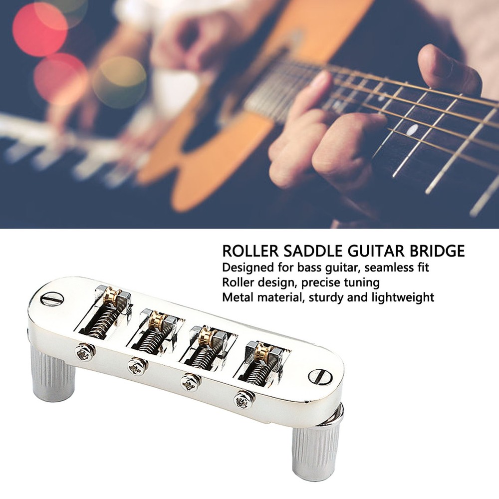 Roller Saddle Bridge Replacement Lightweight 4 String Guitar Bridge For HPGF