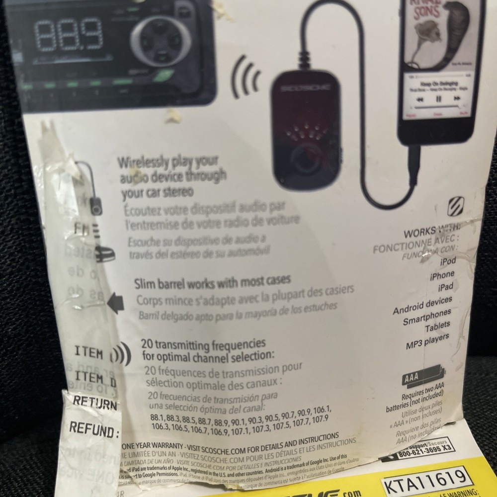 Scosche Universal FM Transmitter to AUX Autodrive Player TUNEIN Converter BXA1