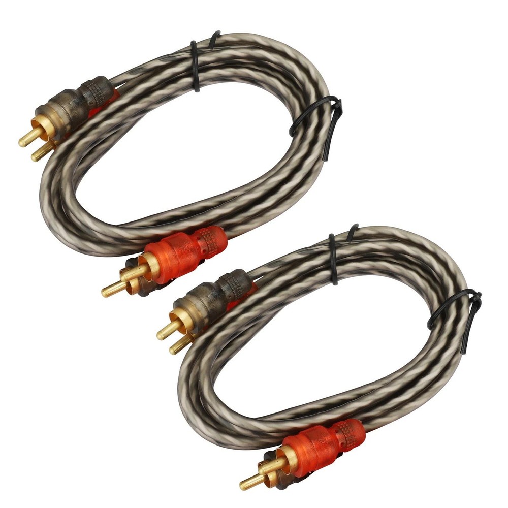 2PCS RCA Cables 2 Channel Twisted 4Ft Shielded Audio Interconnect Amp Wire