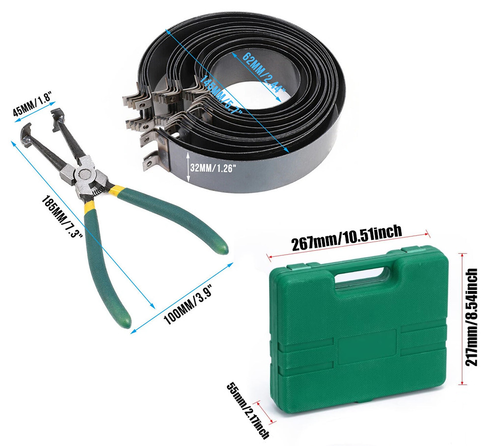 14 Pcs Engine Piston Ring Compressor Ratcheting Plier W/ Carrying Case Universal