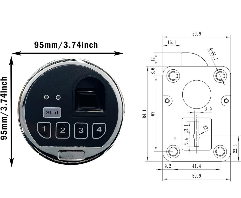 Fingerprint Gun Safe Lock Replacement Left Swing Lock With 2 Master Keys