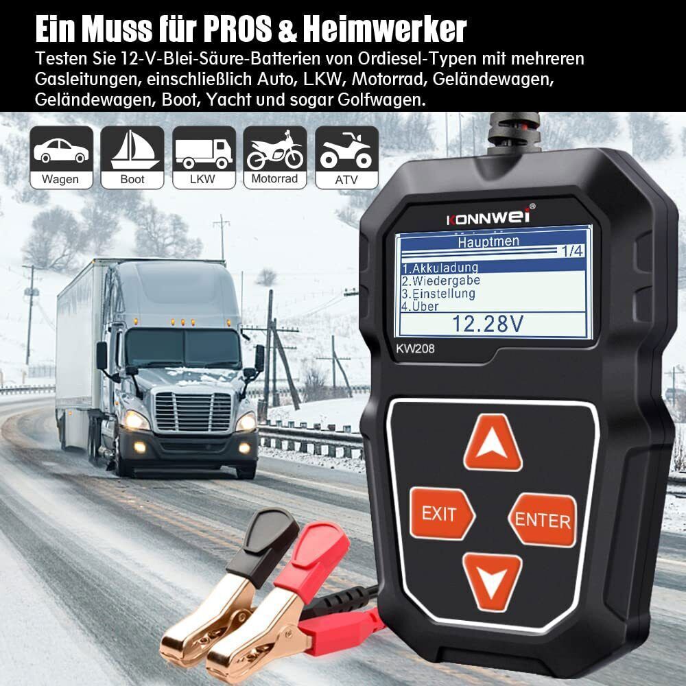 KONNWEI 12V 100-2000CCA Battery Tester Load Cranking Charging System Analyzer