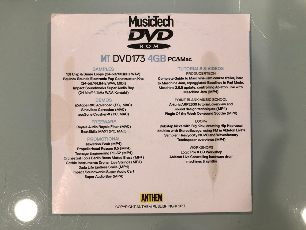 AUGUST 2017 MUSICTECH DVD 173 SAMPLES-VIDEOS-SOFTWARE DVD-ROM