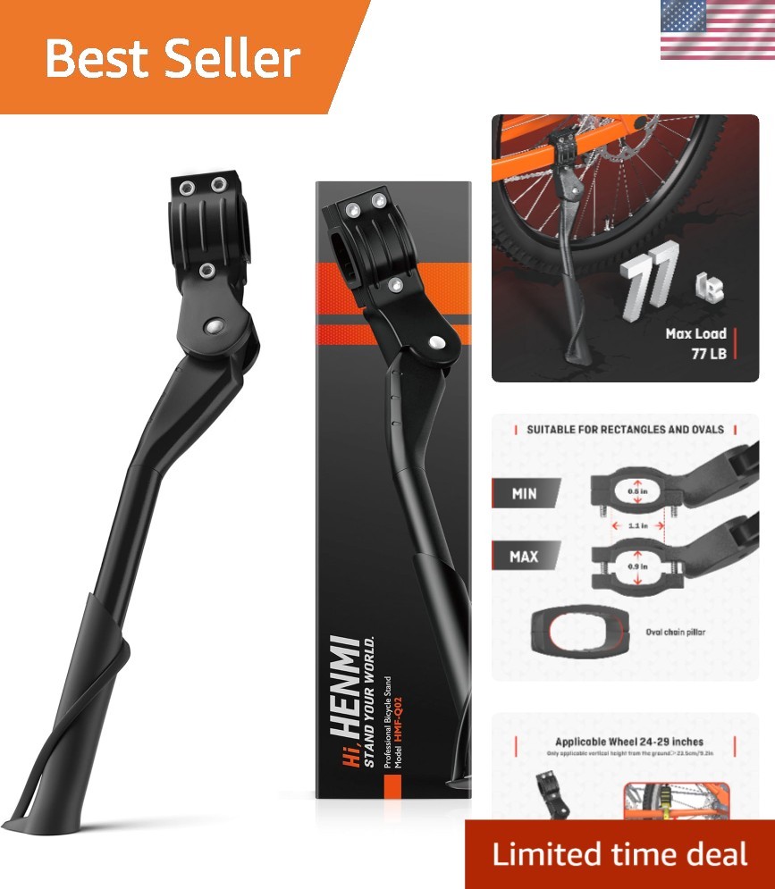 Durable Adjustable Kickstand for Mountain & Road Bikes - 13.3" to 15.7" Range