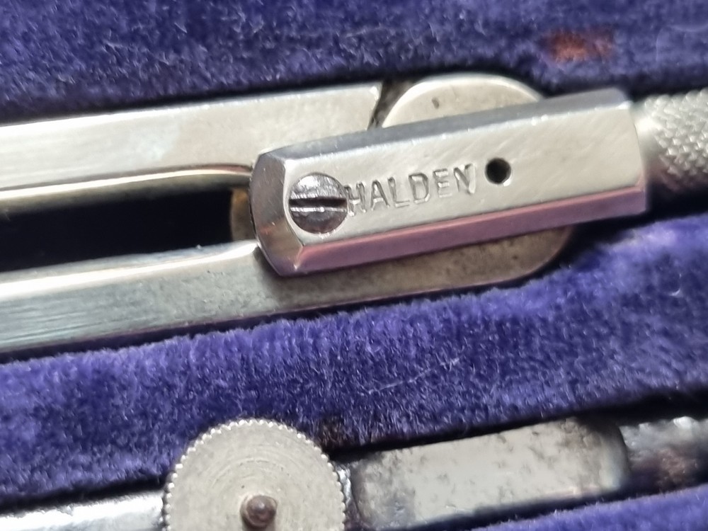VINTAGE CASED SET HALDEN PREMIER DRAWING INSTRUMENTS FLAT PATTERN - BRITISH MADE