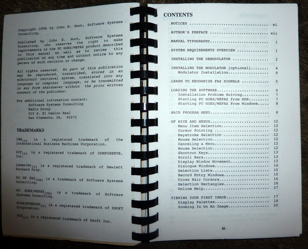PC GOES/WEFAX 4.0 User's Manual John E. Hoot Software Systems Consulting