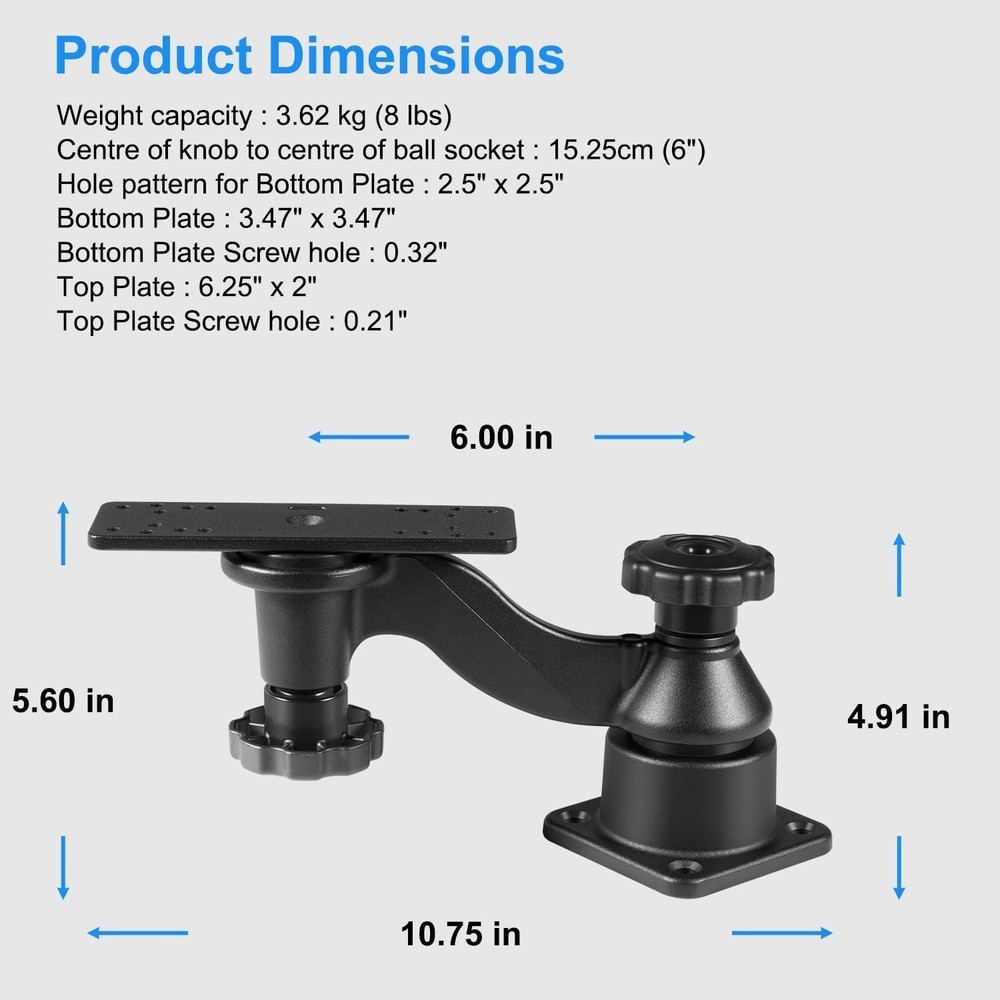 Replace RAM-109HU Horizontal 6" Swing Arm Mount for Fishfinders & Chartplotters