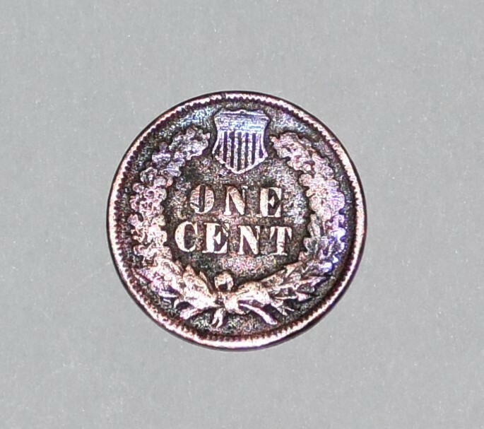 1896 Indian Head One Cent Penny Error Bronze Slight Rainbow Tone Error