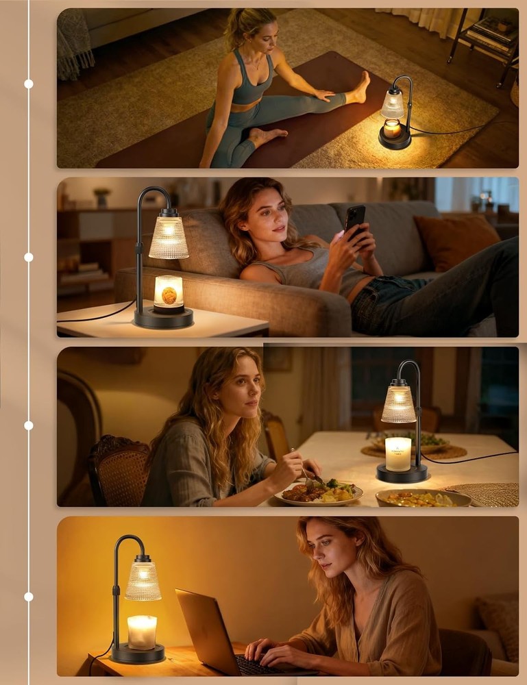 Candle Warmer Lamp with Timer Dimmable, Adjustable Height Wax Melts Warmer for J