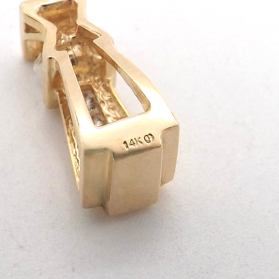 Solid 14k Gold Natural Diamond Slide Pendant Channel & Tension Setting New