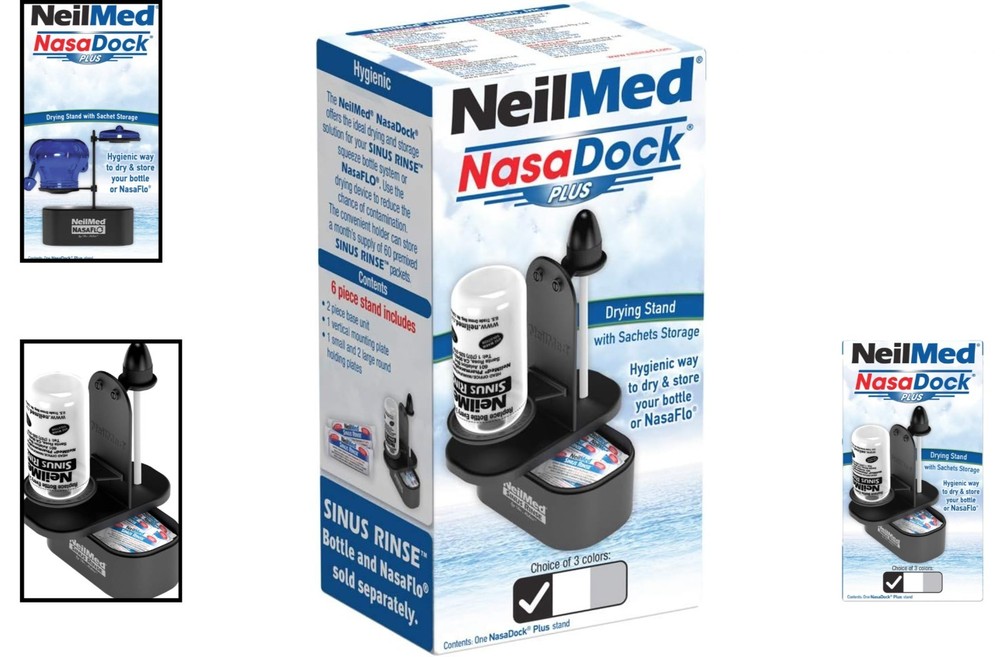 NasaDock Plus Compact Holder for Sinus Rinse Essentials - Available in 3 Colors