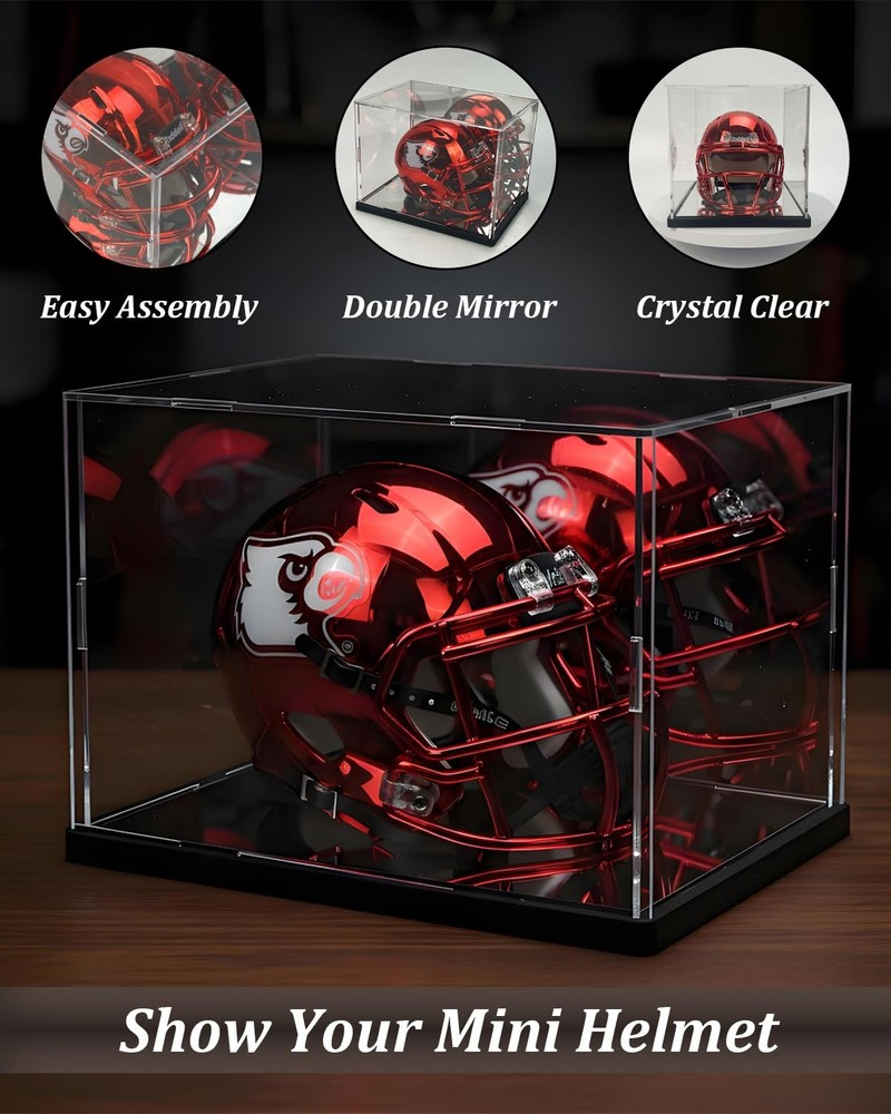Mini Helmet Display Case with UV Protection & Case, Clear