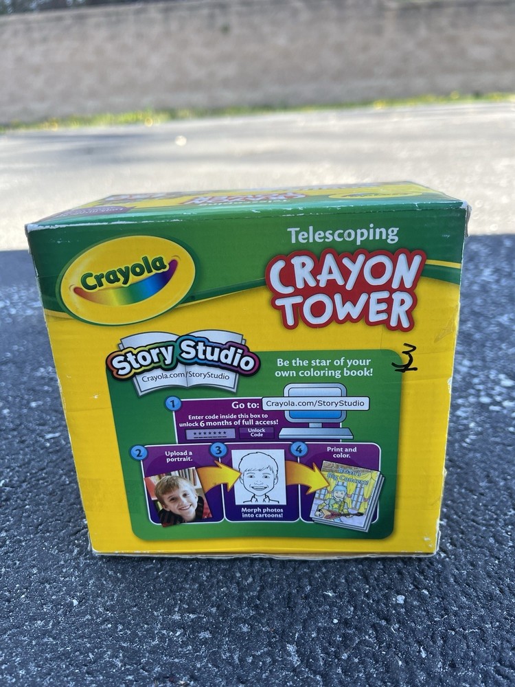 NIB Crayola 150 Crayons Telescoping Tower 3-Tier-Built-In Sharpener- See Notes