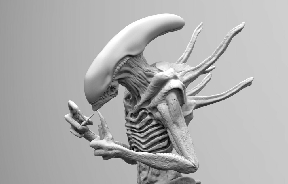 ALIEN XENOMORPH SMOKING JOINT TABACO CIGAR 3D PRINT