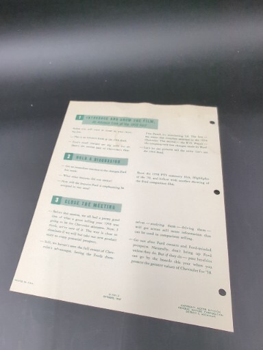 1958 Chevrolet Passenger Car Sales Meeting Dealer Brochure Advertising