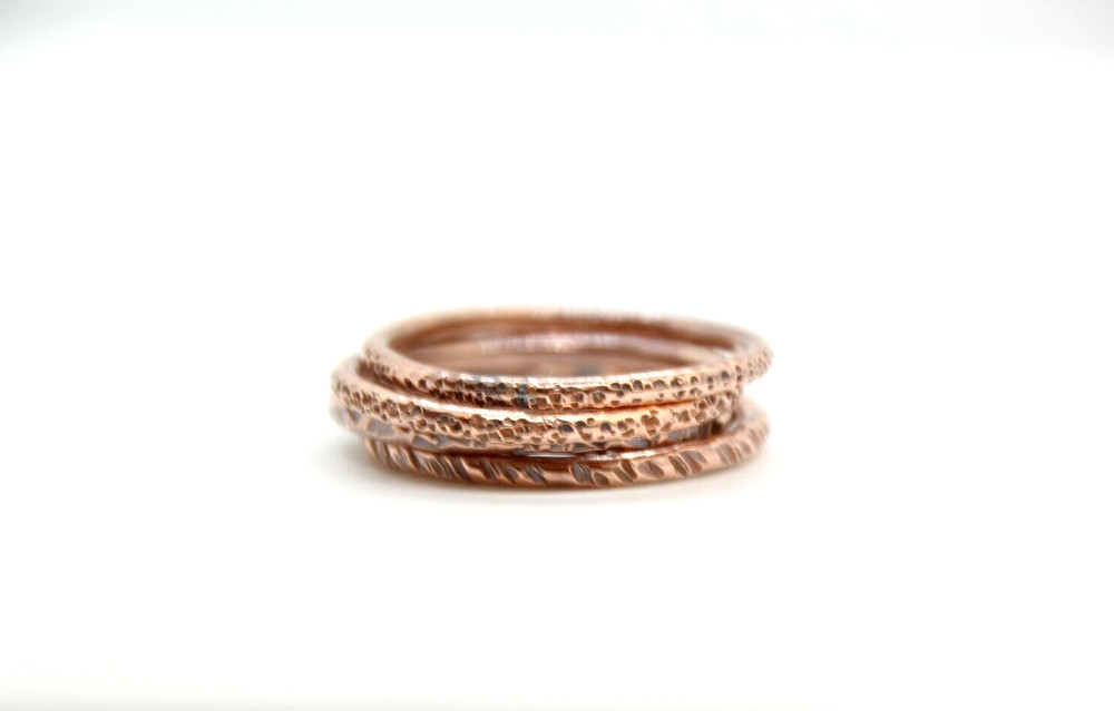 Copper Ring Stackable Hammered Rings Band Size 14.5 Promise Ring thin 2mm