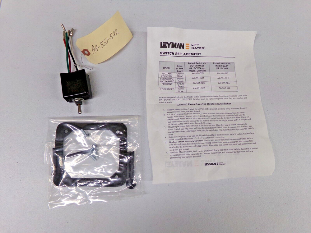 Leyman Lift Gate AA-551-522 Inner Switch Replacement, Potted