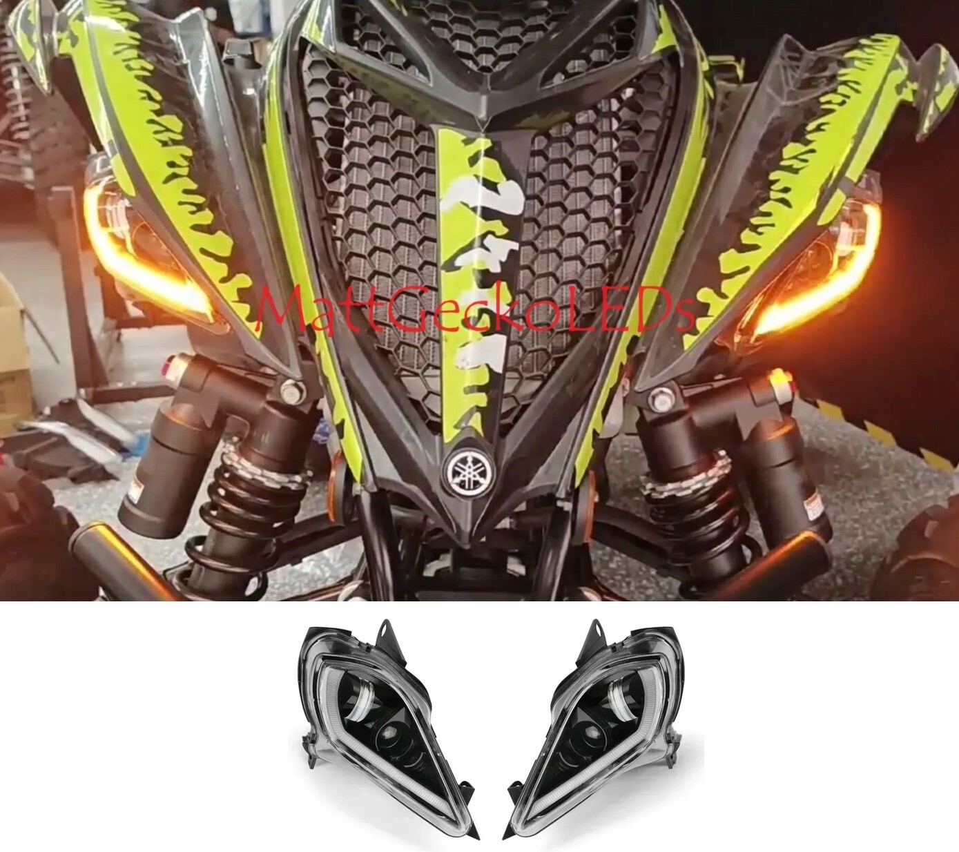 LED Headlight set ... 2006 - 2025 YAMAHA RAPTOR YFZ 450 700R YFM 250 350 700