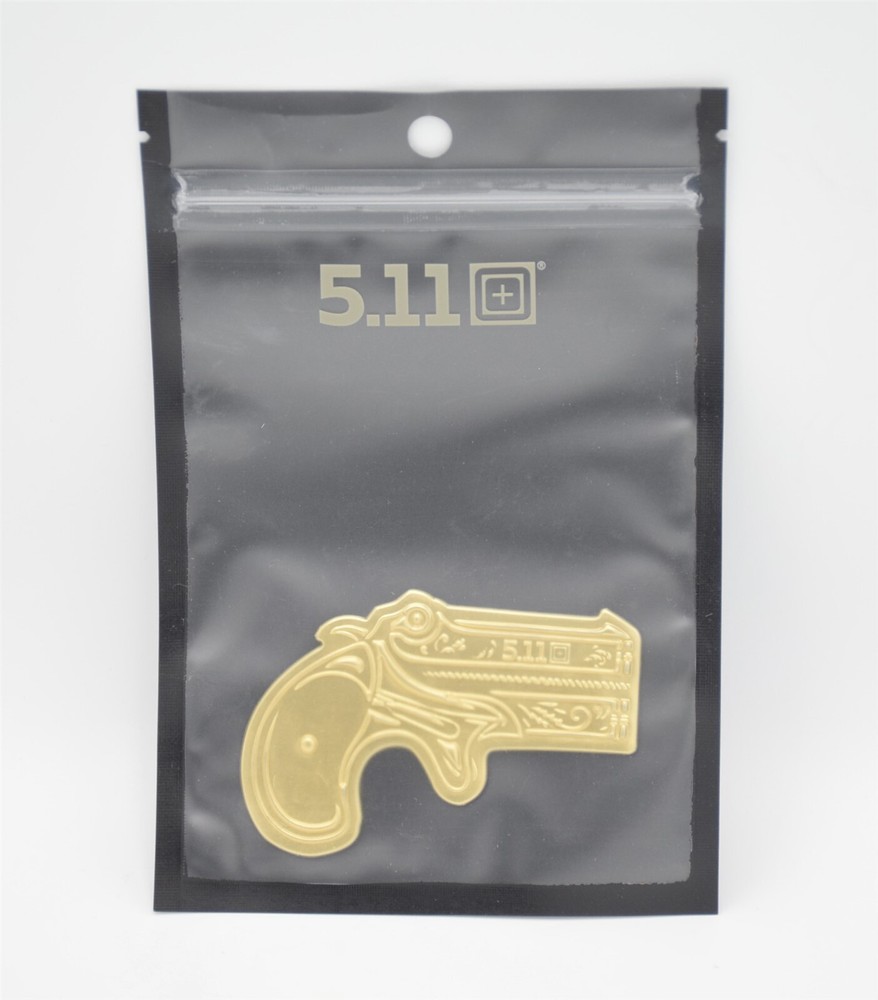 5.11 TACTICAL "GOLDEN DERRINGER GUN" LOGO PATCH HOOK/LOOP BACKING GOLD V2 RARE