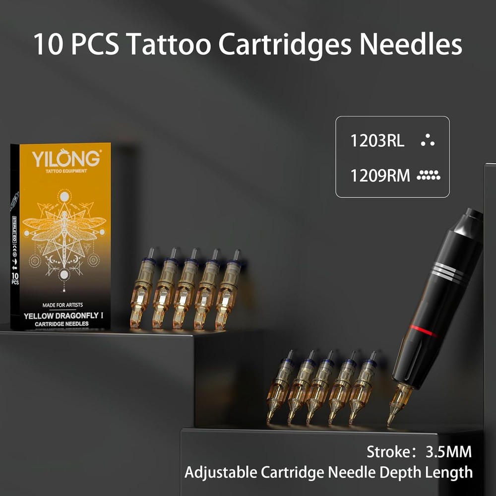 Wireless Tattoo Kit for Beginners - Machine with 1200 mAh Black